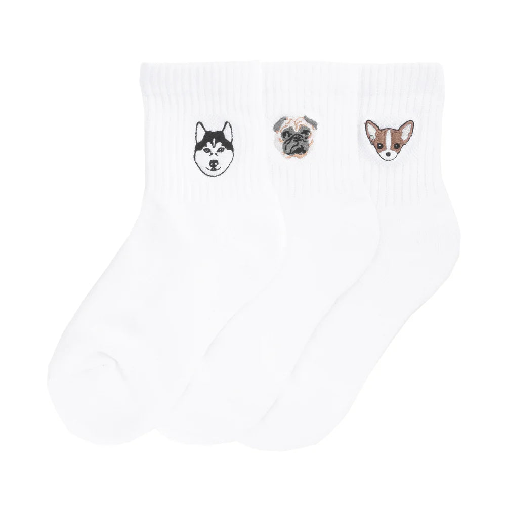 3 Pack Medium Embroidered Half Crew