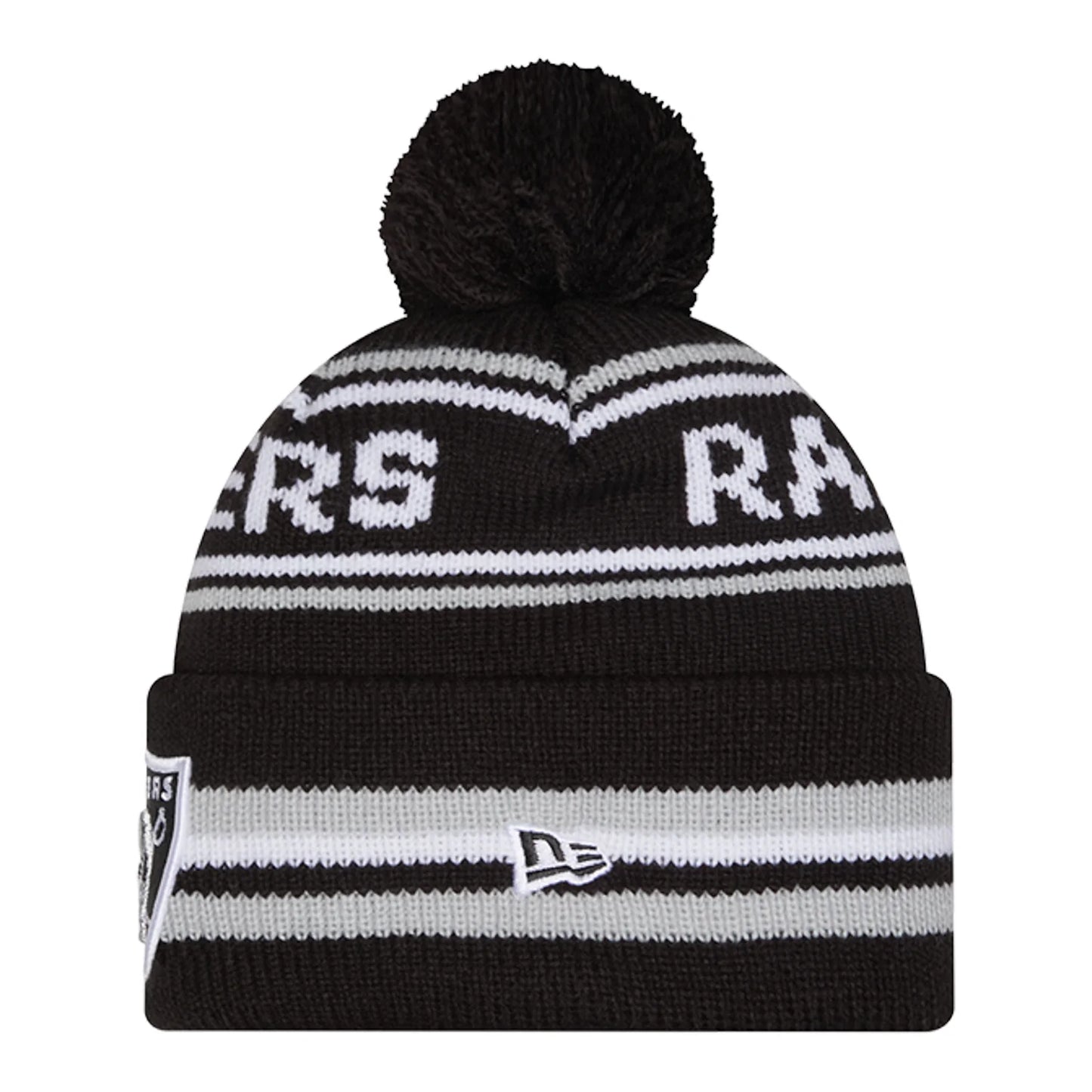 Raiders Knit Classic Stripe Pom Beanie