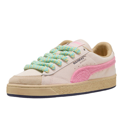 NAHMIAS Suede Crochet Lace Up Sneakers