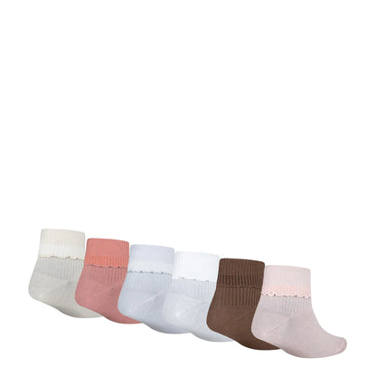 6 Pack Medium Fold Over Ankle Sock