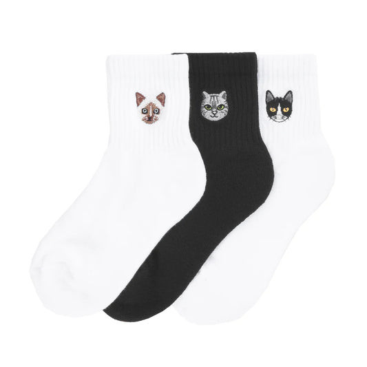 3 Pack Medium Embroidered Half Crew