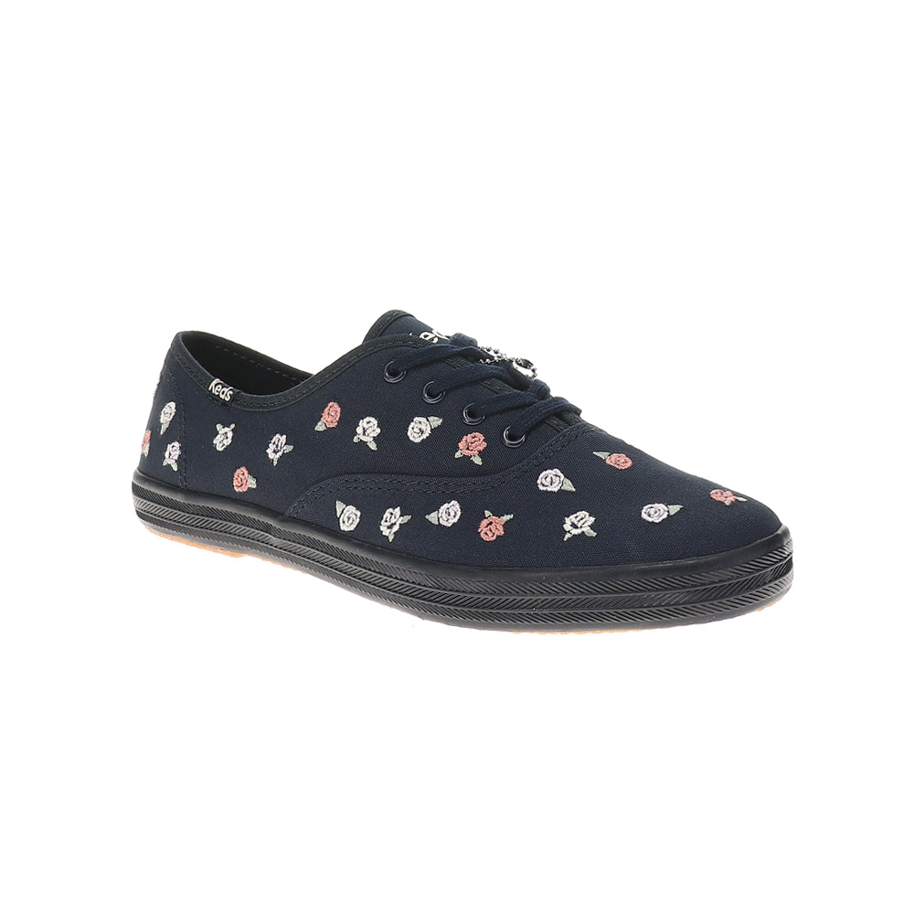 Champion Canvas Rose Embroidery Lace Up Sneakers