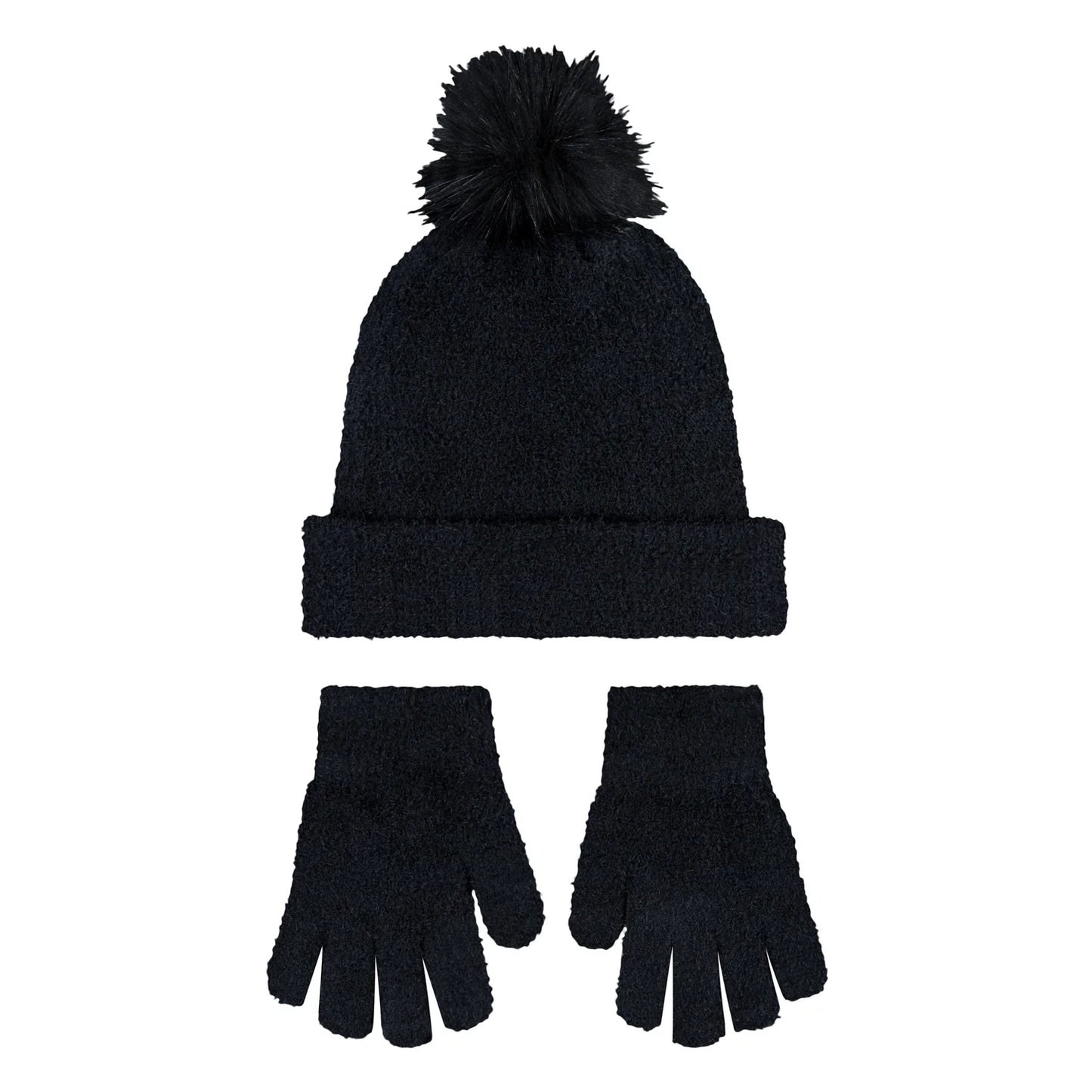 Youth Plush Pom Beanie & Glove Set